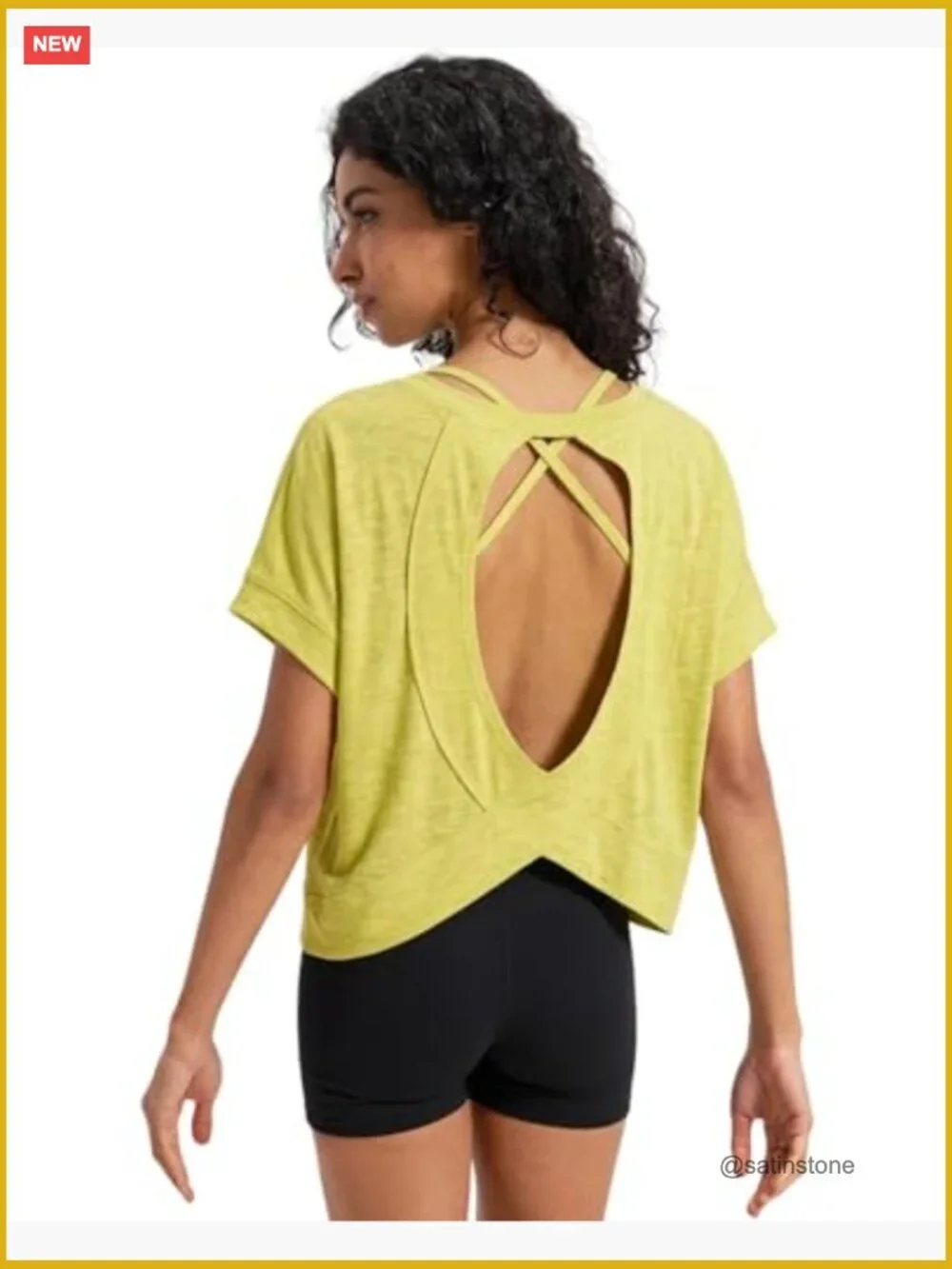 Open Back Workout Shirt, Loose Fit Athletic Tops for Yoga Gym Running